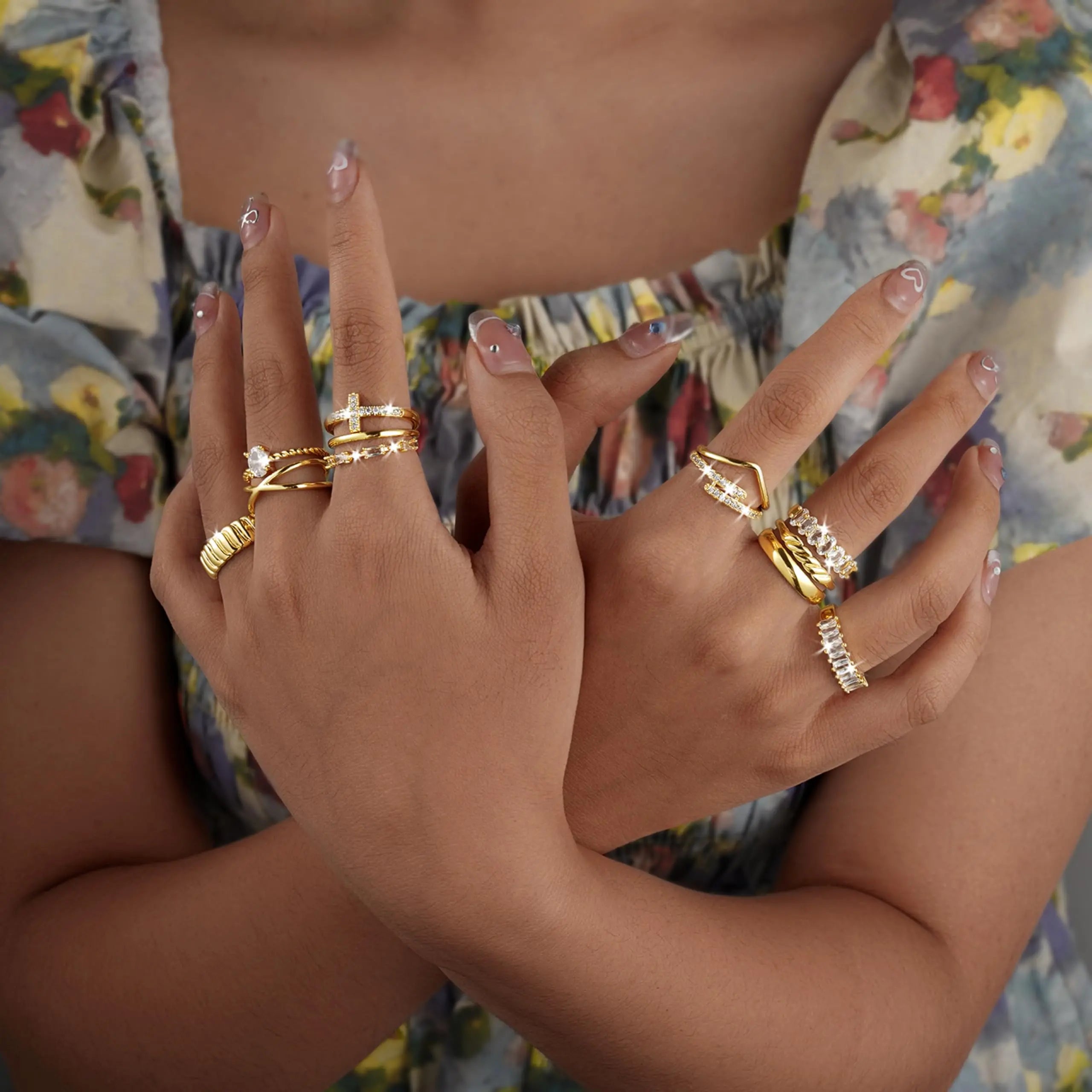 Pancert Gold-Tone 12-Piece Ring Set for Women - Versatile Jewelry