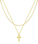 Rotnso Cross Necklace for Women 14K Gold Silver Plated Dainty Small Cross Pendant Choker Simple Trendy Cute Cross Charm Chain Necklace Easter Basket Stuffers Baptism Religious Faith Jewelry Gift