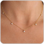 Dainty Silver Gold Necklaces for Women Cute Station Choker Simulated Diamond Necklace Simple Layering CZ Necklace Trendy Jewelry Gifts