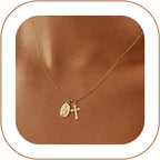 Rotnso Cross Necklace for Women 14K Gold Silver Plated Dainty Small Cross Pendant Choker Simple Trendy Cute Cross Charm Chain Necklace Easter Basket Stuffers Baptism Religious Faith Jewelry Gift