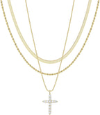 Poxtex Cross Necklace for Women Teen Girls, Dainty 14K Gold Silver Plated Cross Choker Jewelry Non Tarnish Waterproof Cute Simple Small Necklace Christian Baptism Religious Faith Jewelry Gifts