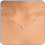 Dainty Silver Gold Necklaces for Women Cute Station Choker Simulated Diamond Necklace Simple Layering CZ Necklace Trendy Jewelry Gifts