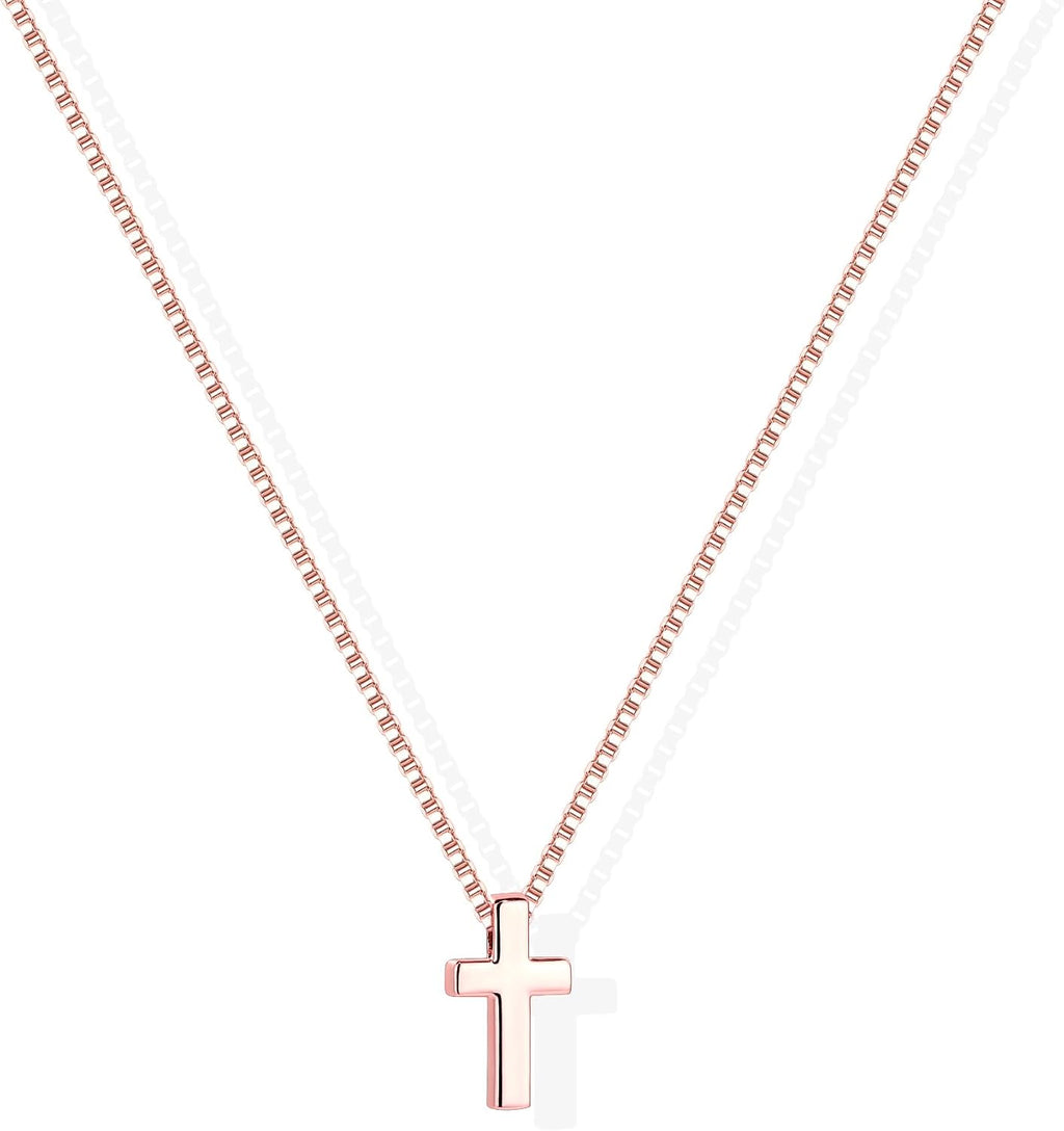 Poxtex Cross Necklace for Women Teen Girls, Dainty 14K Gold Silver Plated Cross Choker Jewelry Non Tarnish Waterproof Cute Simple Small Necklace Christian Baptism Religious Faith Jewelry Gifts