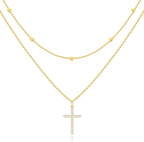 Poxtex Cross Necklace for Women Teen Girls, Dainty 14K Gold Silver Plated Cross Choker Jewelry Non Tarnish Waterproof Cute Simple Small Necklace Christian Baptism Religious Faith Jewelry Gifts