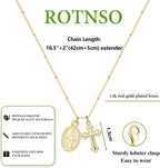 Rotnso Cross Necklace for Women 14K Gold Silver Plated Dainty Small Cross Pendant Choker Simple Trendy Cute Cross Charm Chain Necklace Easter Basket Stuffers Baptism Religious Faith Jewelry Gift