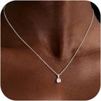 Dainty Silver Gold Necklaces for Women Cute Station Choker Simulated Diamond Necklace Simple Layering CZ Necklace Trendy Jewelry Gifts