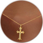 Partm Gold Cross Necklace for Women 14K Plated Dainty Pendant Cross Chain Faith Crucifix Choker Baptism Necklace for Women Trendy Religious Jewelry Hypoallergenic