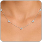 Dainty Silver Gold Necklaces for Women Cute Station Choker Simulated Diamond Necklace Simple Layering CZ Necklace Trendy Jewelry Gifts