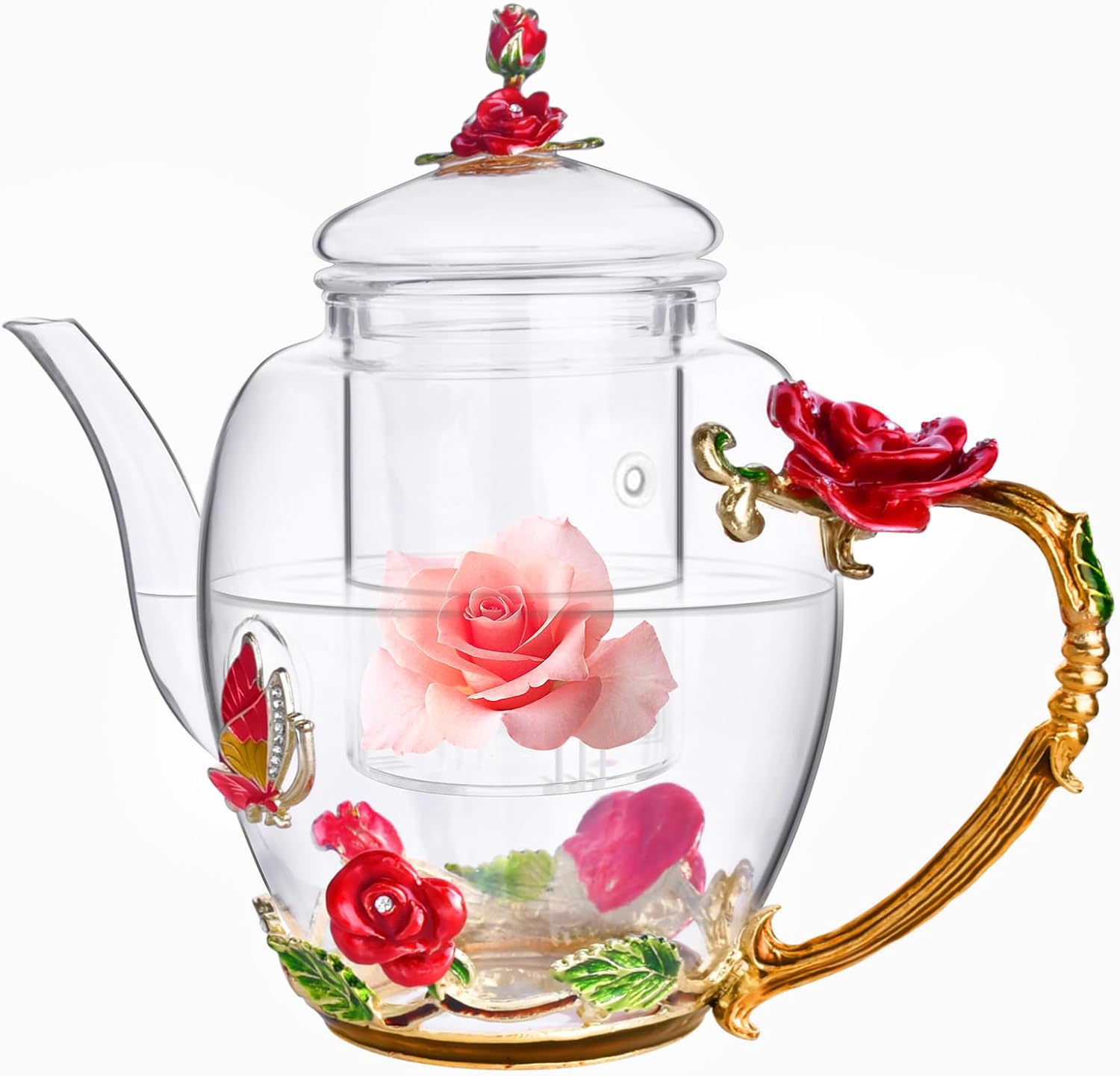 Tea Cup Glass Coffee Enamels Mug Gifts for Mom Women Christmas Birthday | Valentines Day for Her Girlfriend Wife,Mothers Day Gifts from Daughter Son,Heat & Cold Resistant,Shatterproof