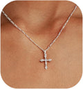 Cross Necklace for Women,Double Cross Necklace 14K Gold Plated Cross Pendant Necklace Dainty Gold Cross Necklaces for Women Trendy Small Cross Charm Necklace Simple Cute Choker Necklaces Gold Jewery