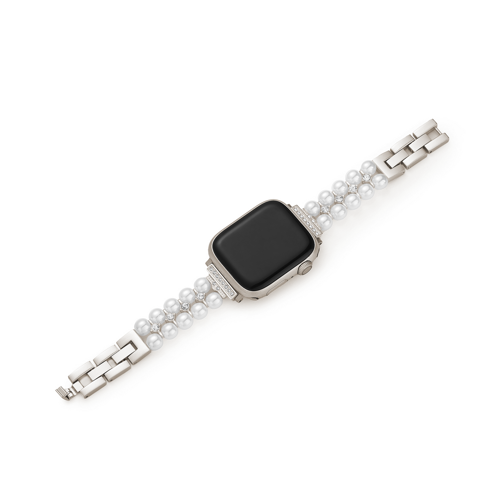 Pearl Rhinestone Metal Watch Band for Apple Watch
