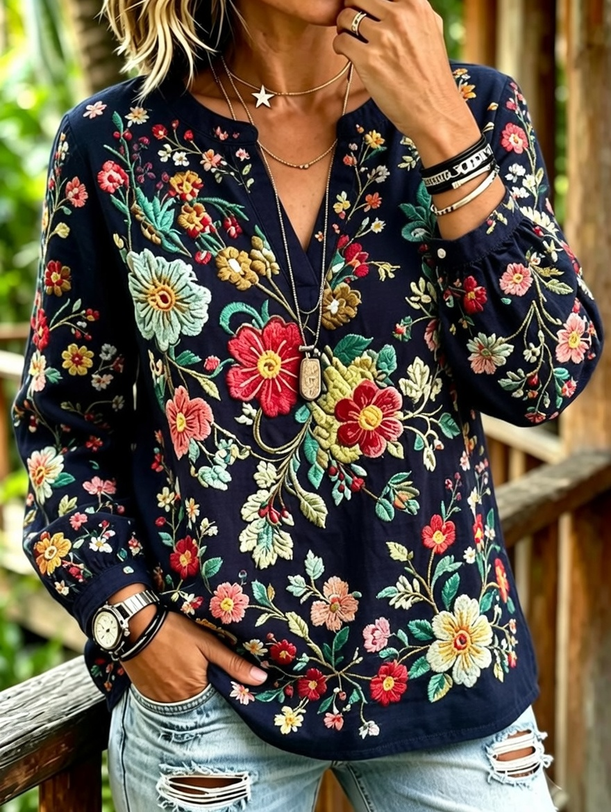 Women'S Casual Floral Print Top
