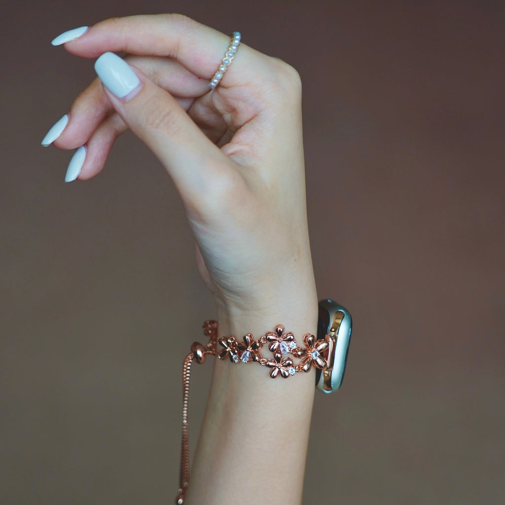 14k Gold / Platinum Plated Flowers Bloom Copper Watch Band
