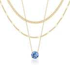 WomenGifts Layered Gold Necklaces for Women, 14K Gold Sterling Silver Plated Dainty Pendant Necklace Set Non Tarnish, Chunky Stackable Cuban Chain Choker, Trendy Birthstone Vacation Jewelry Gift