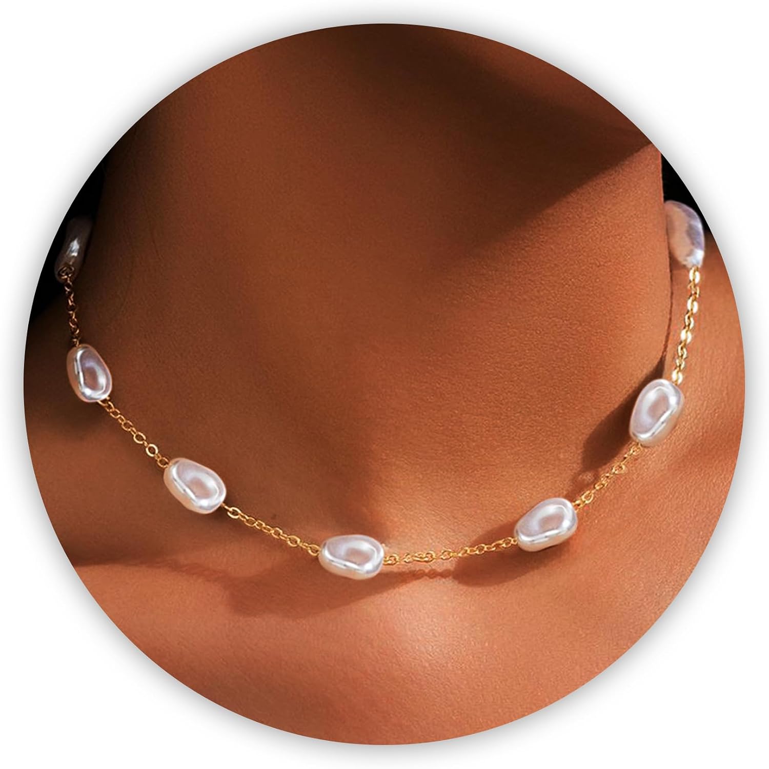SmileBelle Pearl Necklaces, Daisy Pearls Choker for Women's Pearl Strand Necklaces as Silver and Gold Choker for Teens, Silver Daisy Birthday Gifts 3 Pearls White Necklace as Prom Bridesmaid gifts