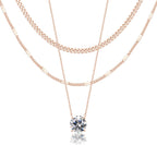 WomenGifts Layered Gold Necklaces for Women, 14K Gold Sterling Silver Plated Dainty Pendant Necklace Set Non Tarnish, Chunky Stackable Cuban Chain Choker, Trendy Birthstone Vacation Jewelry Gift