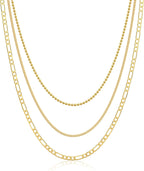 Tewiky Layered Necklaces for Women Non Tarnish- Chunky 14k Gold Plated Herringbone/Snake/Rope/Box/Cuban Link Chain for Women Waterproof Layering Stack Choker Necklace Trendy Dainty Tarnish Free Jewelry Set