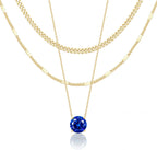 WomenGifts Layered Gold Necklaces for Women, 14K Gold Sterling Silver Plated Dainty Pendant Necklace Set Non Tarnish, Chunky Stackable Cuban Chain Choker, Trendy Birthstone Vacation Jewelry Gift