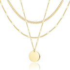 WomenGifts Layered Gold Necklaces for Women, 14K Gold Sterling Silver Plated Dainty Pendant Necklace Set Non Tarnish, Chunky Stackable Cuban Chain Choker, Trendy Birthstone Vacation Jewelry Gift
