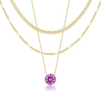 WomenGifts Layered Gold Necklaces for Women, 14K Gold Sterling Silver Plated Dainty Pendant Necklace Set Non Tarnish, Chunky Stackable Cuban Chain Choker, Trendy Birthstone Vacation Jewelry Gift