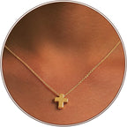 Partm Gold Cross Necklace for Women 14K Plated Dainty Pendant Cross Chain Faith Crucifix Choker Baptism Necklace for Women Trendy Religious Jewelry Hypoallergenic