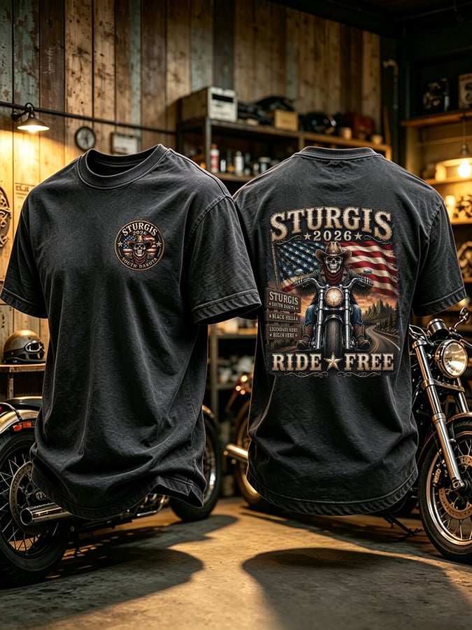 Men's Motorcycle Rally Print Casual T-shirt