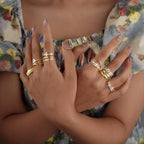 Pancert Gold-Tone 12-Piece Ring Set for Women - Versatile Jewelry