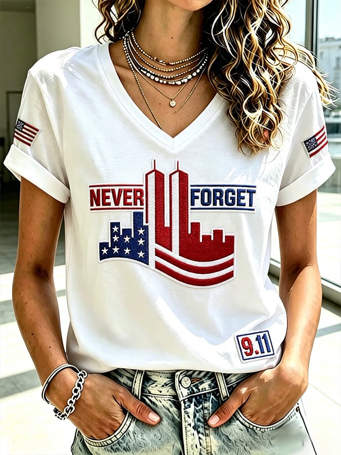 Women's Never Forget September 11 Print T-Shirt