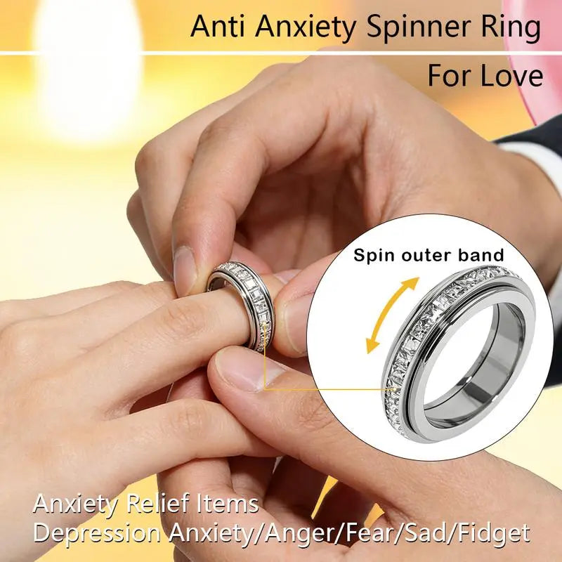Anxiety Rings for Women & Men - Titanium Steel Fidget Band