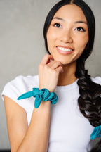 Teal Athletic Bow Scrunchie