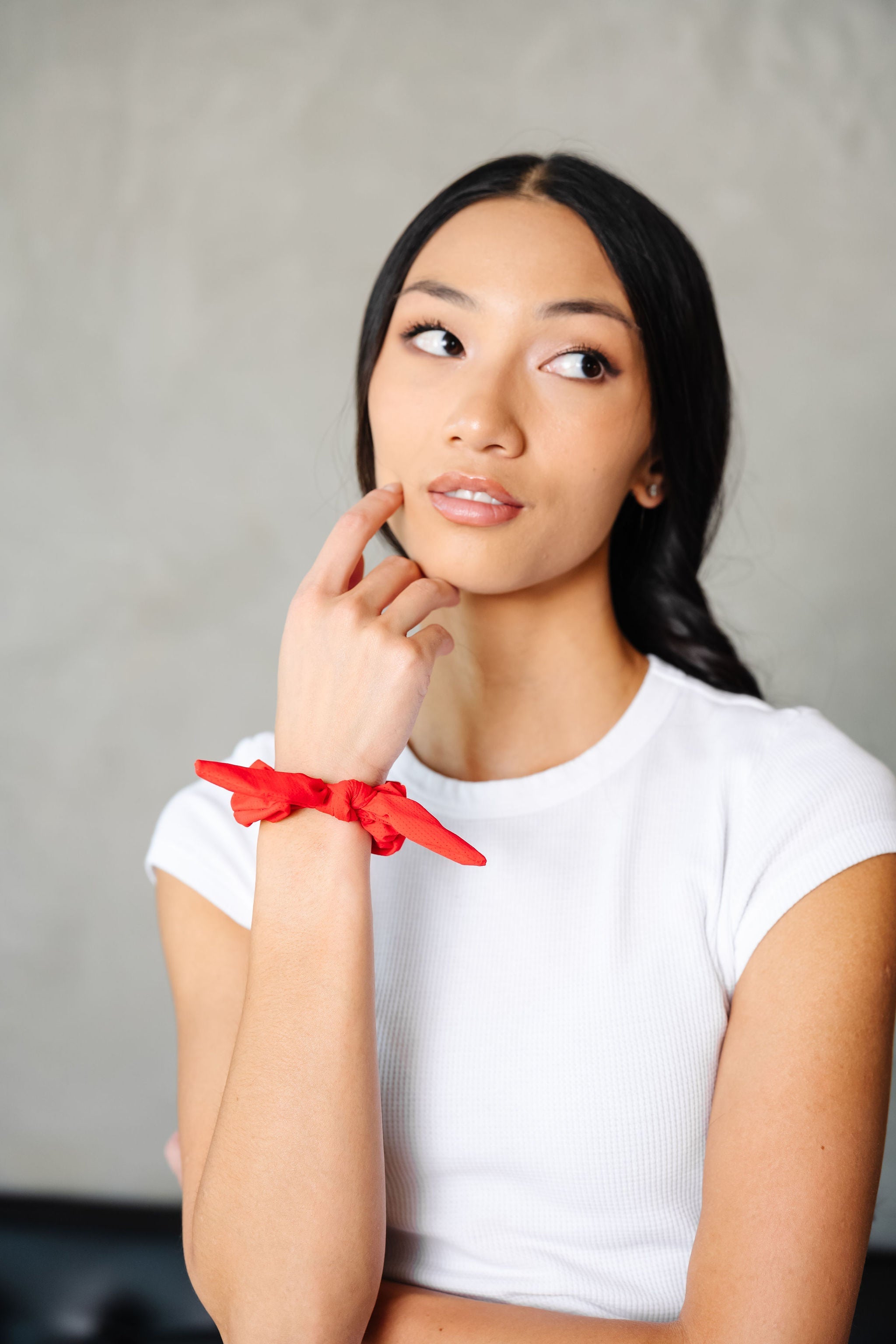 Jersey Red Athletic Bow Scrunchie