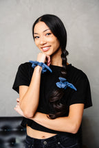Steel Blue Athletic Bow Scrunchie