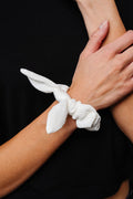 White Hexagon Athletic Bow Scrunchie
