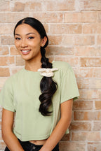 Towel Bow Scrunchie in Cream