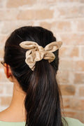 Taupe Velvet Bow Scrunchie