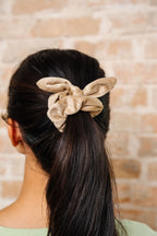 Taupe Velvet Bow Scrunchie