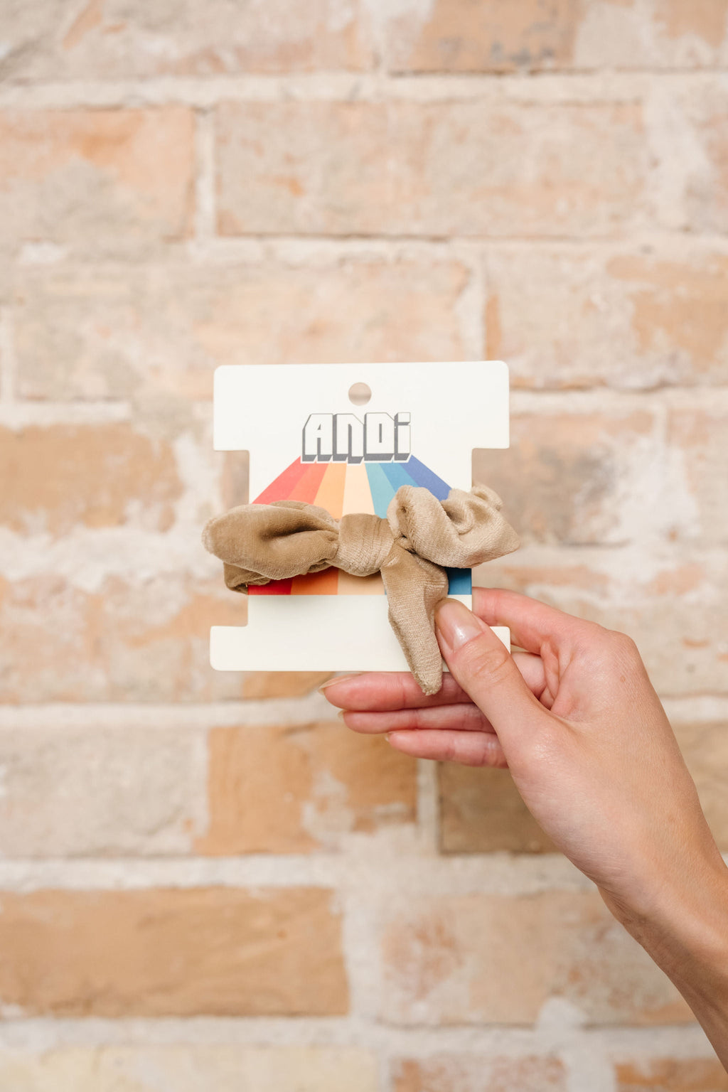 Taupe Velvet Bow Scrunchie