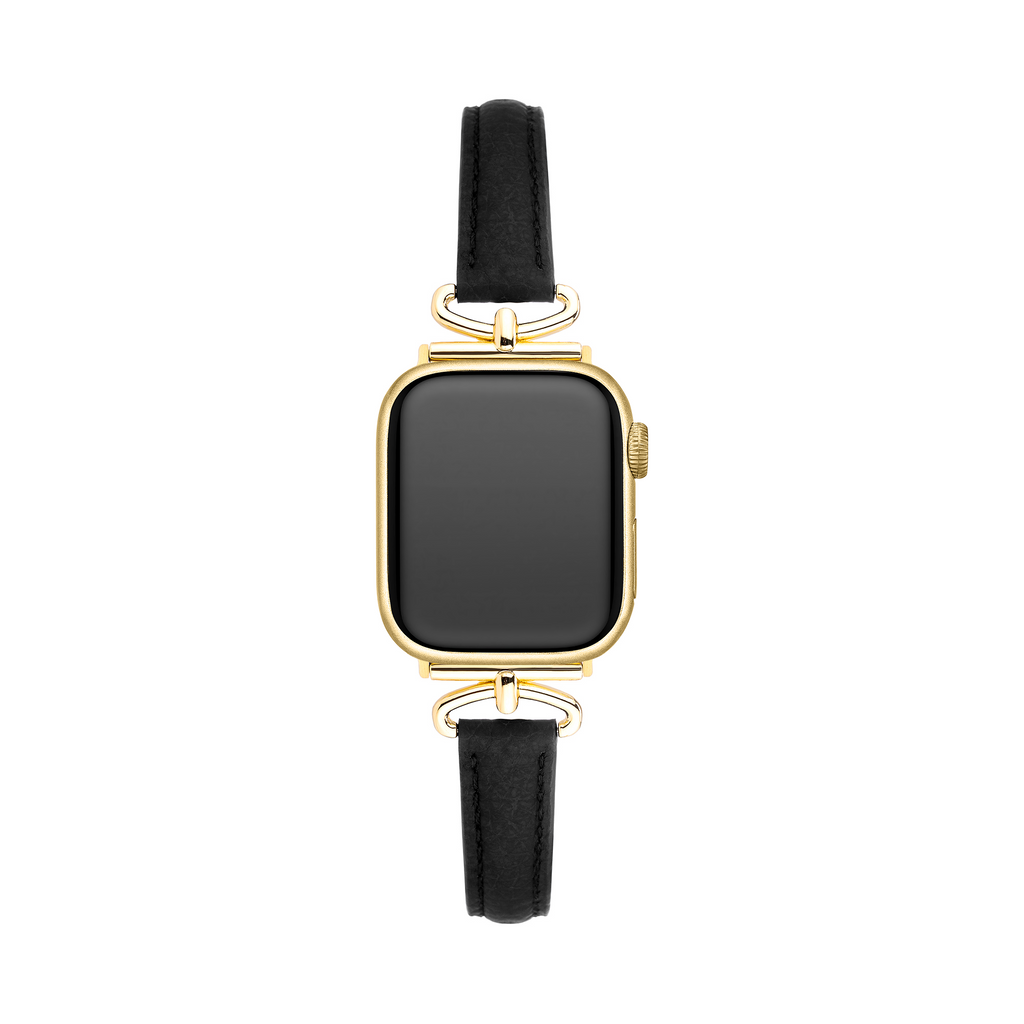 Metal Accented Leather Watch Band for Apple Watch