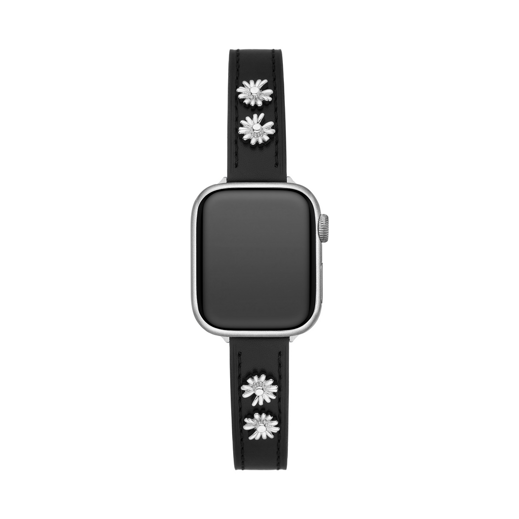 14k Gold / Platinum Plated Daisy Leather Watch Band for Apple Watch
