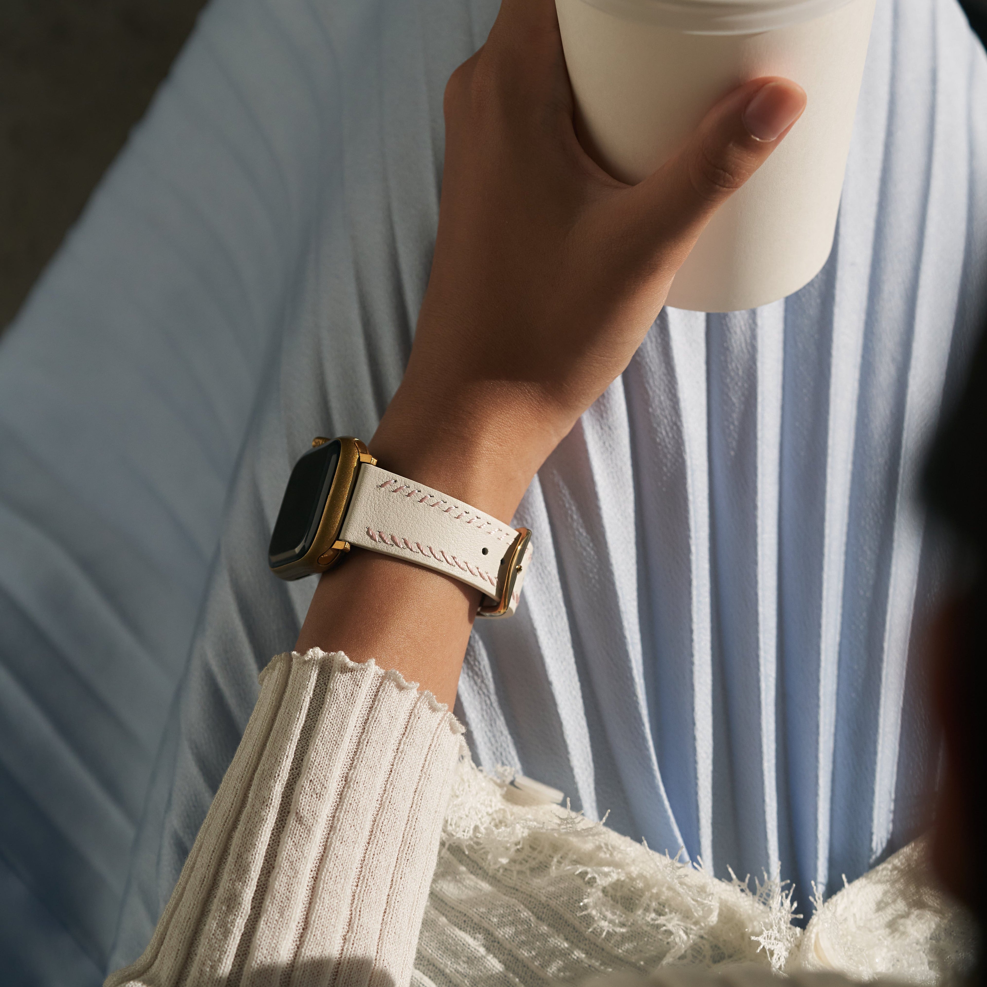 Unisex Stitching Leather Watch Band for Apple Watch