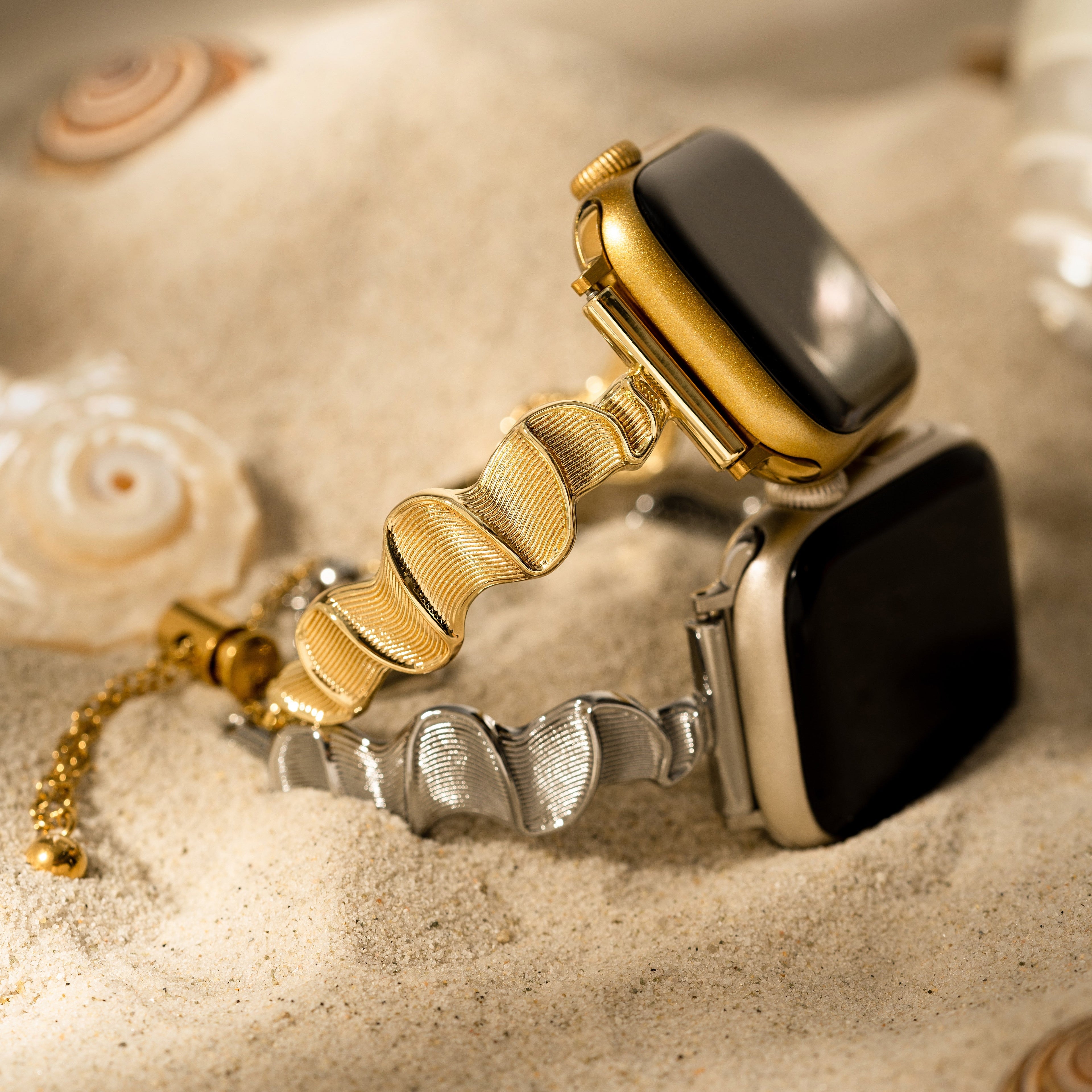 Sleek Wavy Metal Watch Band for Apple Watch