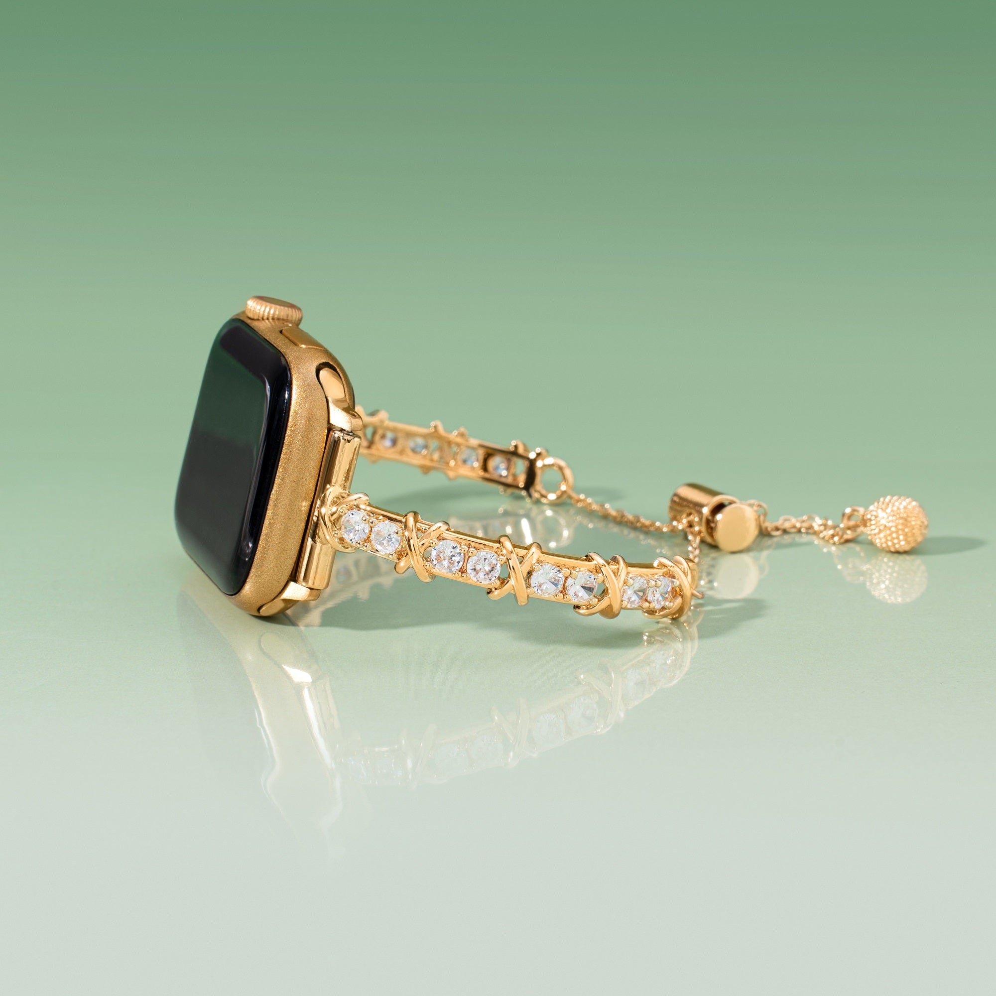 14k Gold / Platinum Plated Zircon Metal Watch Band