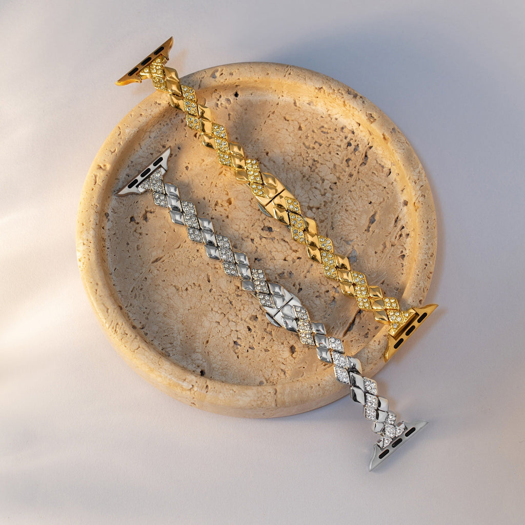 Gleaming Diamond Metal Watch Band