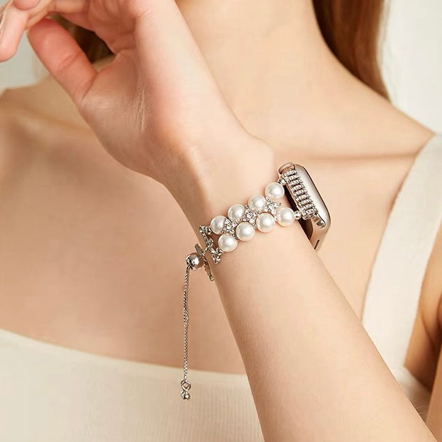 Pearl adorned Rhinestone Watch Band for Apple Watch