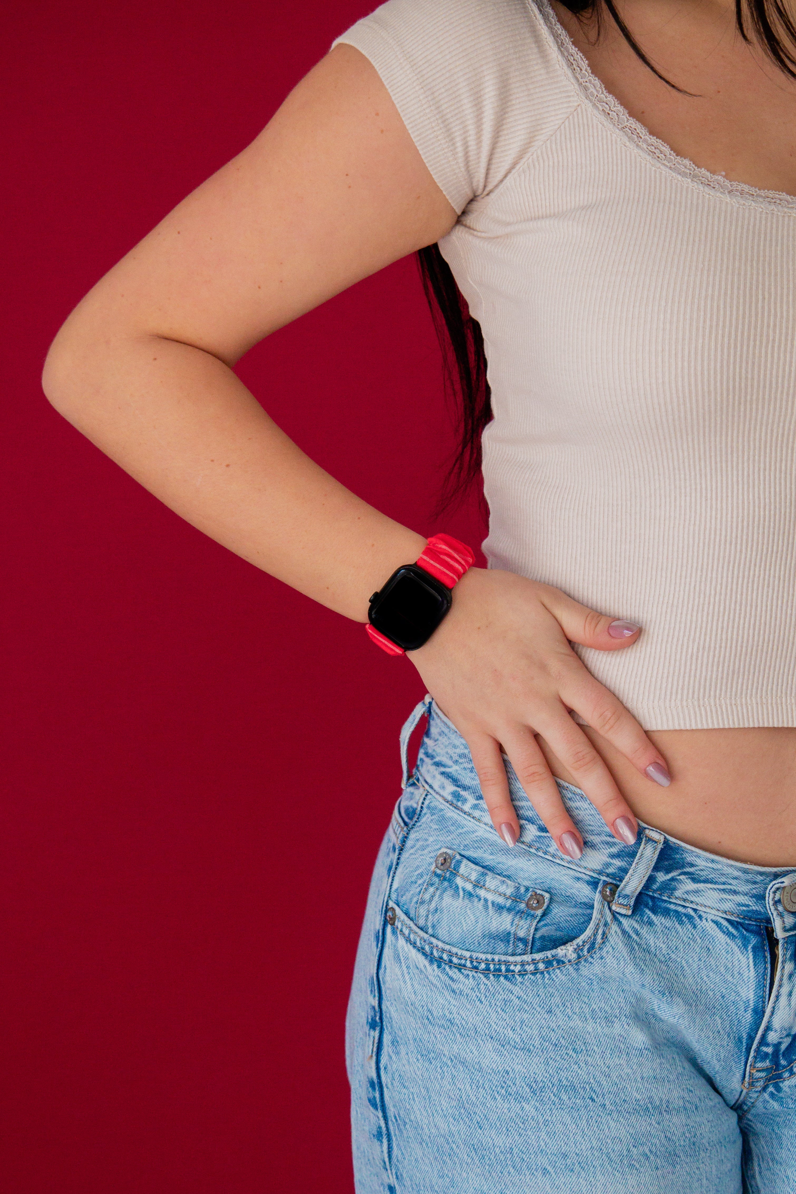 Red Striped Apple Watch Band