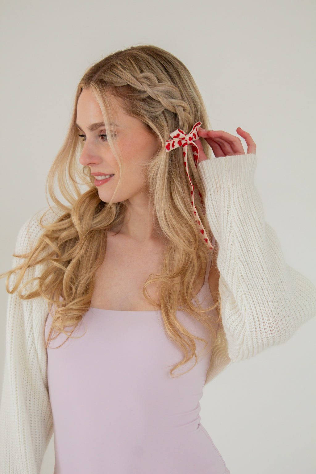 Knit Heart Bow Barrette
