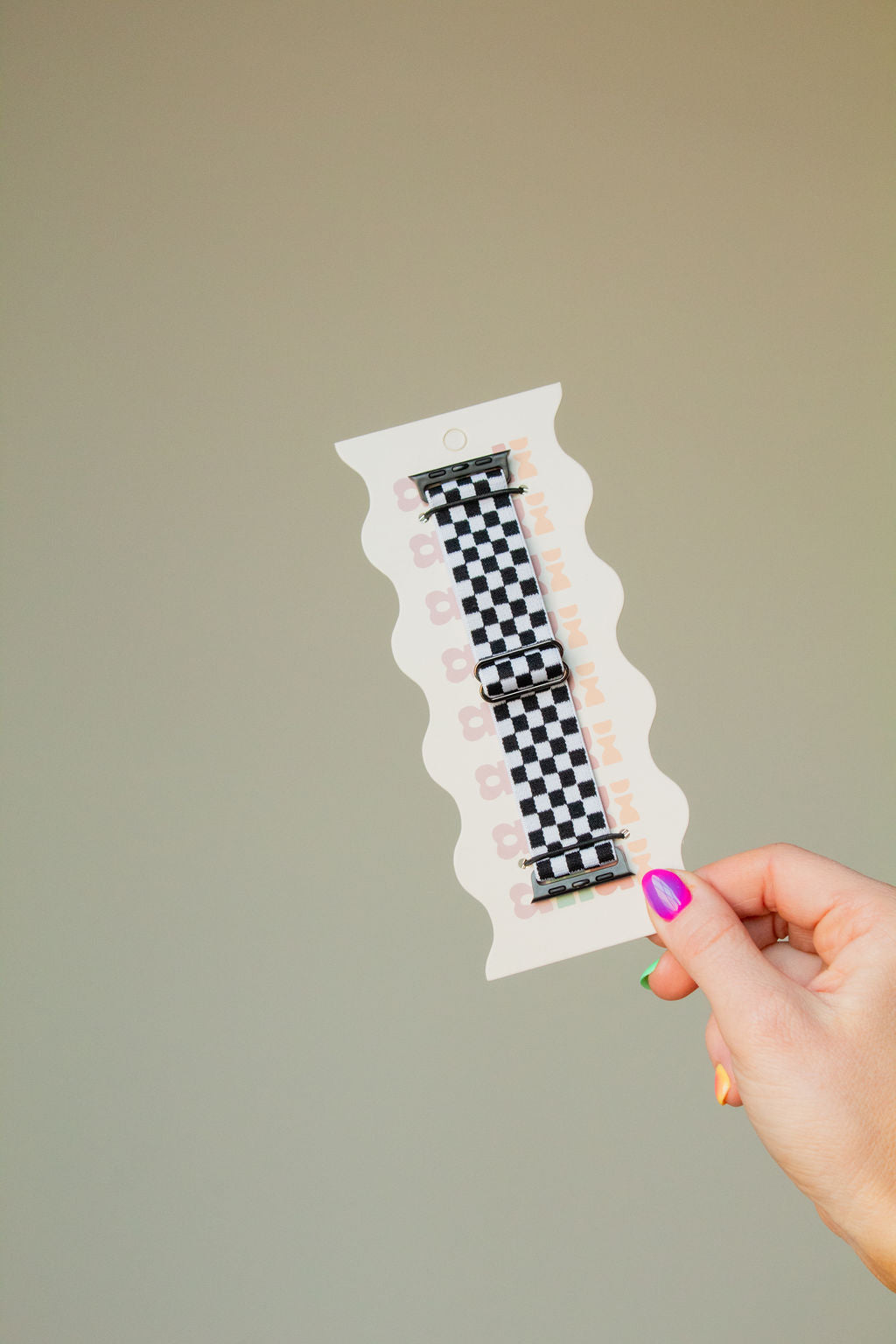 Black Checkerboard Adjustable Elastic