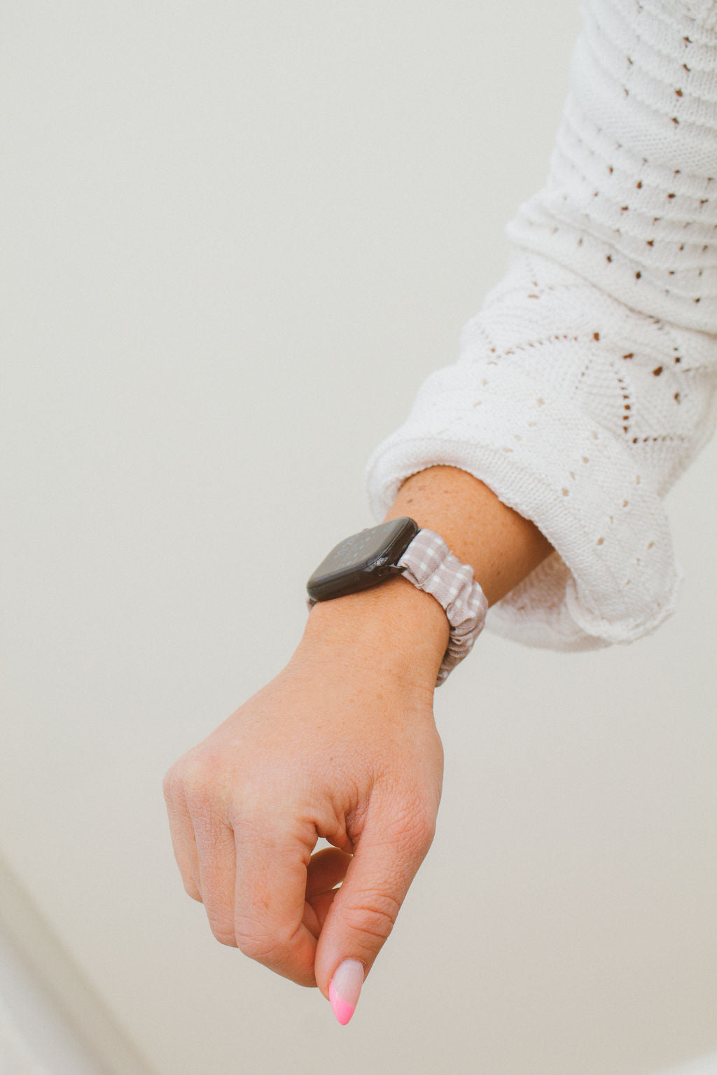 Tan Gingham Scrunchie Watch Band