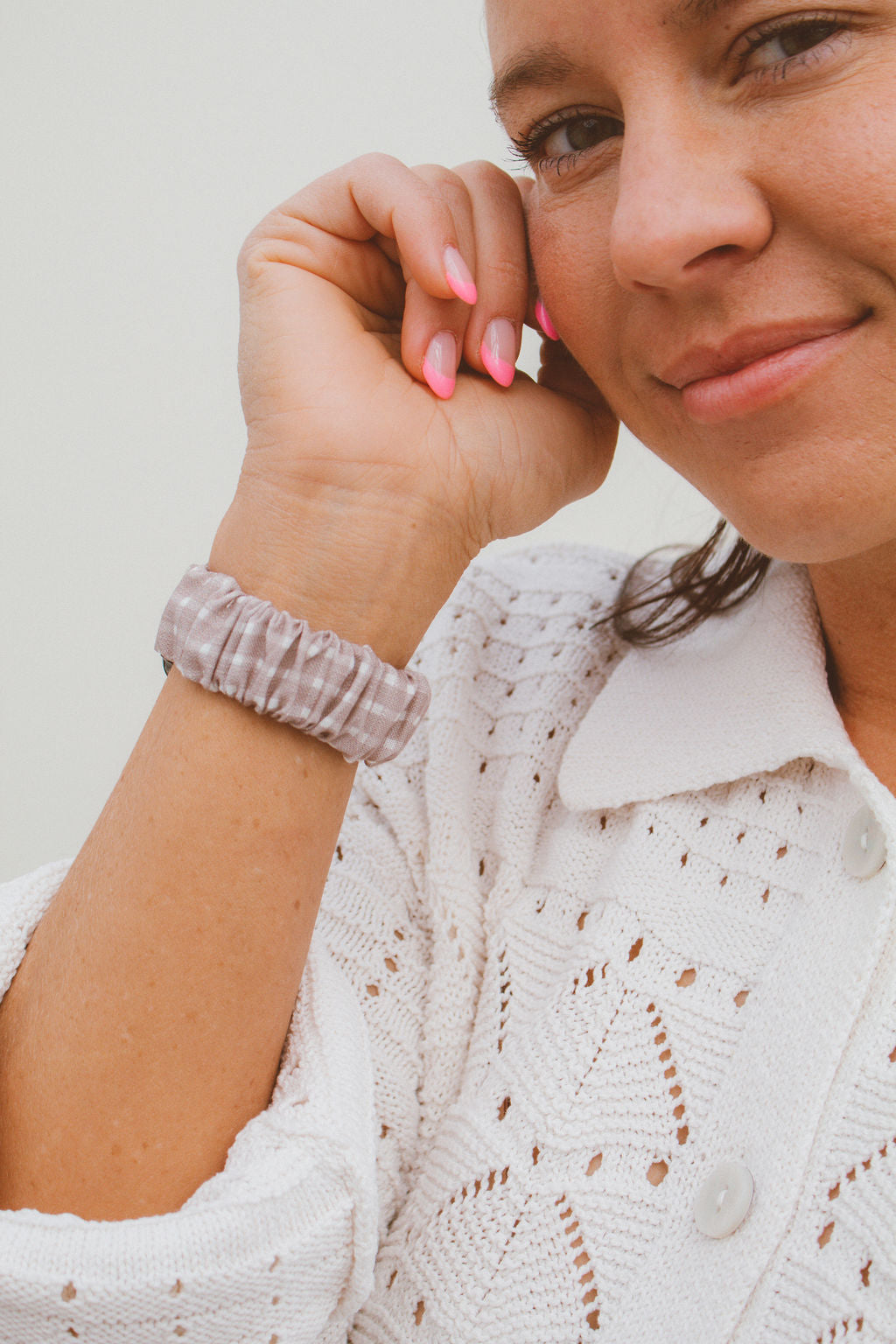 Tan Gingham Scrunchie Watch Band