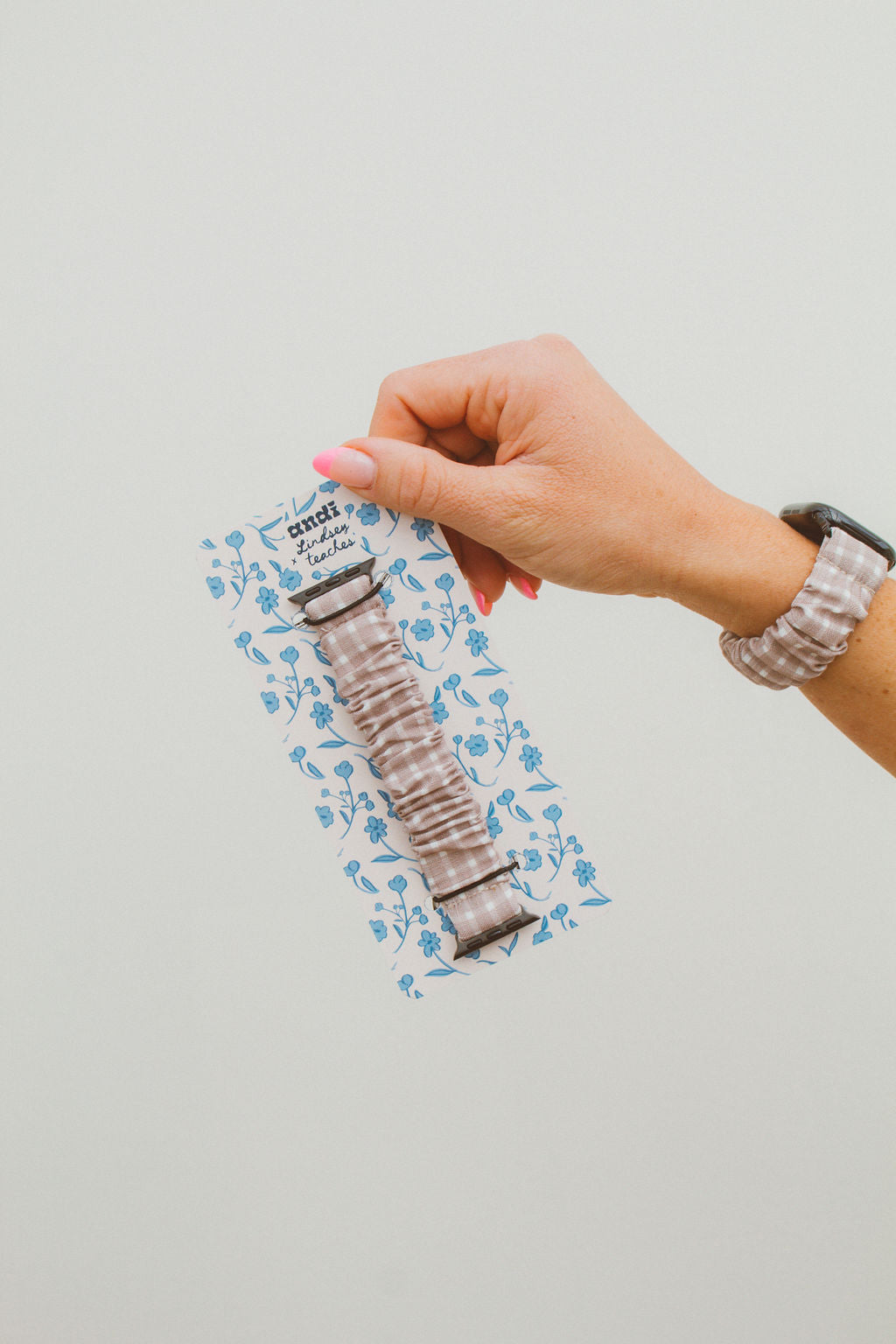 Tan Gingham Scrunchie Watch Band